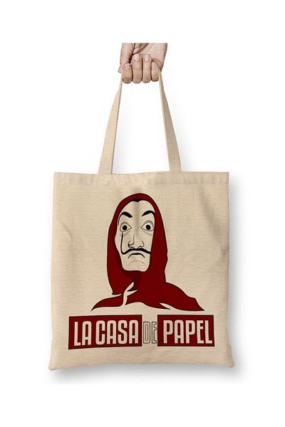 Baskı Dükkanı Υφασμάτινη τσάντα Casa De Papel με μακριά λαβή