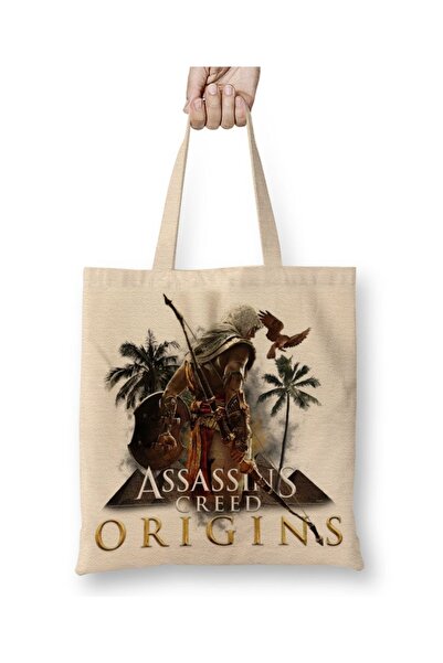 Baskı Dükkanı Assassins Creed Origins Bez Çanta Uzun Saplı