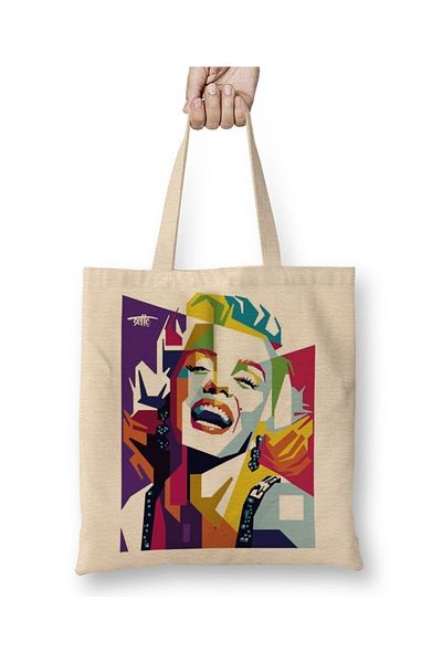 Baskı Dükkanı Marilyn Monroe 05 υφασμάτινη τσάντα μακριά λαβή