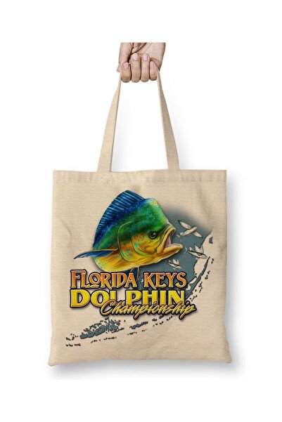 Baskı Dükkanı Ribolov Florida Keys Dolphin Championship Tkanina Torba Duga Sa...