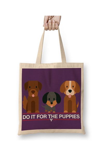 Baskı Dükkanı Destiny Do It For The Puppies Pug Ash Υφασμάτινη τσάντα με μακριά λαβή