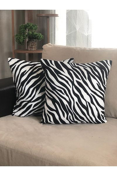 desen izmir , Κάλυμμα μαξιλαριού ριχτάρι 2 τεμαχίων Digital Printed Zebra