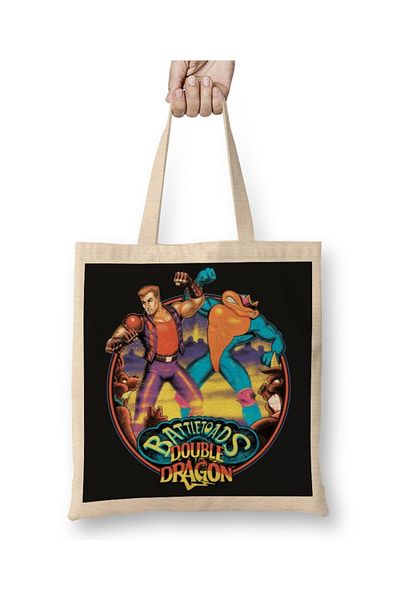 Baskı Dükkanı Battletoads Double Dragon υφασμάτινη τσάντα με μακριά λαβή