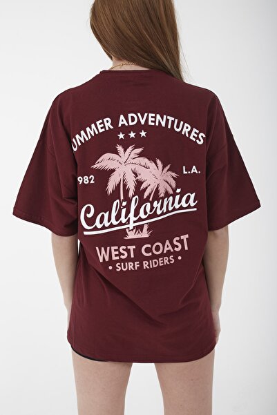 Mad&Calf Γυναικείο μπλουζάκι California με στάμπα Oversize