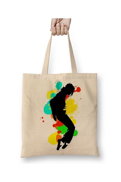 Baskı Dükkanı Michael Jackson Pop Color Cloth Bag Long Handle