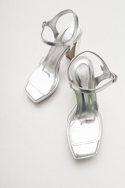 Luvi Transparente Damen-Schuhe mit Absatz in Wine Silver Skin