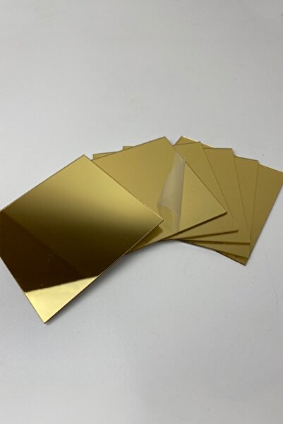 Kurtulan Lazer Tasarım Dekoratif Kare 20x20 Pleksi Ayna Gold (ALTIN) 2 Adet
