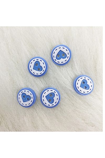 ÜNSALAN HOBİ Blue Baby Button with Heart 6 Pieces