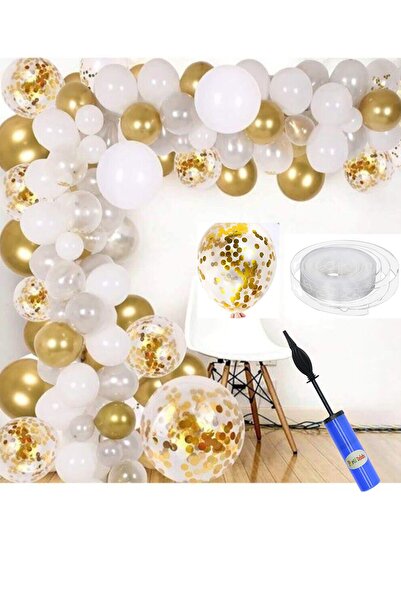 Parti dolabı Gold Beyaz Şeffaf Renkli Zincir Seti 5 M Zinciri Aparatı Pompas