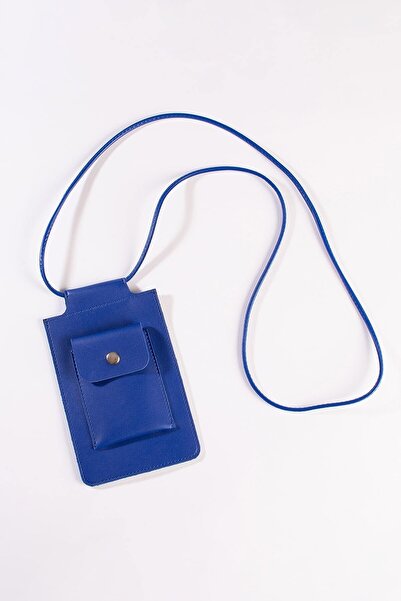 DK LEATHER Синя сумка на ремінці через плече для маленького телефону / Сумка для прогулянок, сумісна з усіма телефонами