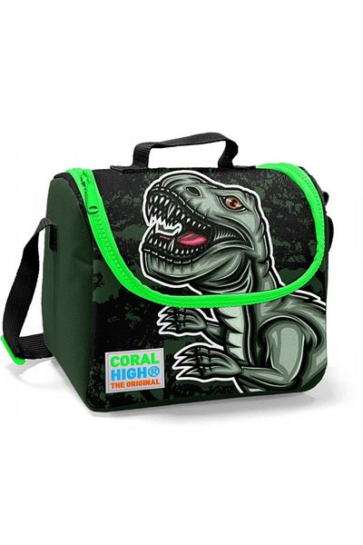 Coral High Green Dinosaur Printed Thermos Lunchbox - Boy