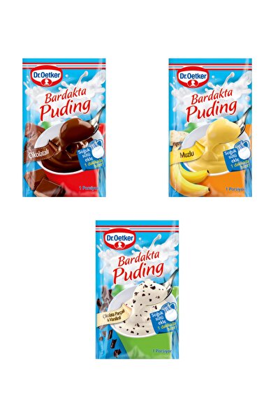 Dr. Oetker Bardakta Puding Çikolata-muz-çikolata Parçalı 3'lü Set