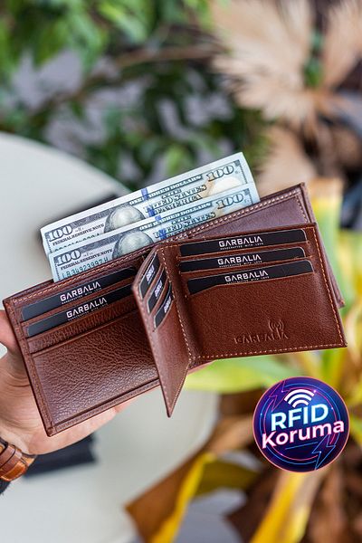 Garbalia Мъжки портфейл от естествена кожа Liverpool Rfid, блокиращ хоризонтално кафяво с отделение за монети