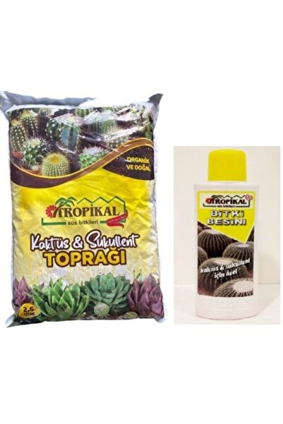 TROPİKAL Kaktüs Sukulent Özel Toprak Karışımı+500 ml. Özel Bitki Besini