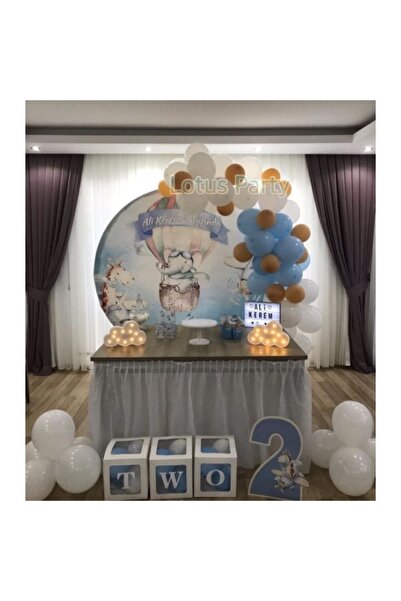 LOTUS PARTY 50 قطعة - أبيض باستيل - أزرق معدني ومجموعة سلسلة بالونات ذهبية مع...