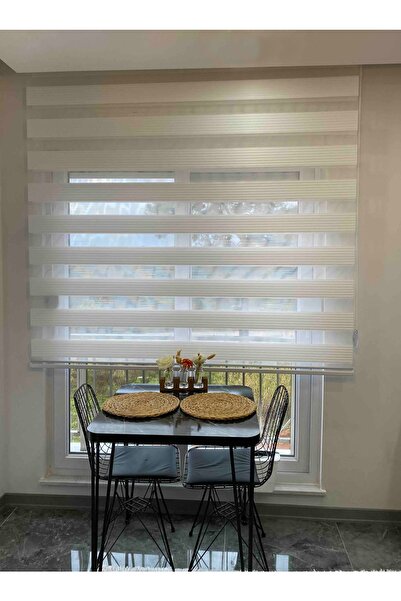 Babacan Home Design Pliseli Beyaz Etek Dilimli Zebra Stor Perde Alüminyum Kas...