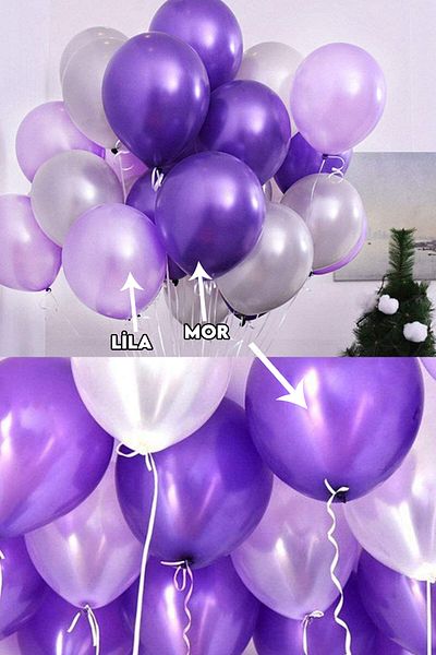 Parti dolabı 20pcs Mixed 10 Purple 10 Lilac Balloons Metallic Shiny 12inc 30cm