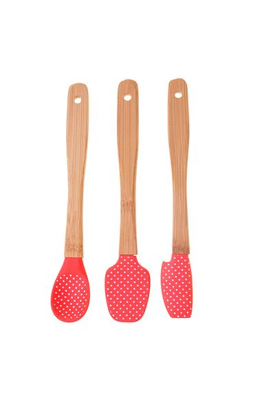 OMS PASLANMAZ Oms Mini Bolly 3 Piece Bamboo Silicone Spatula Set