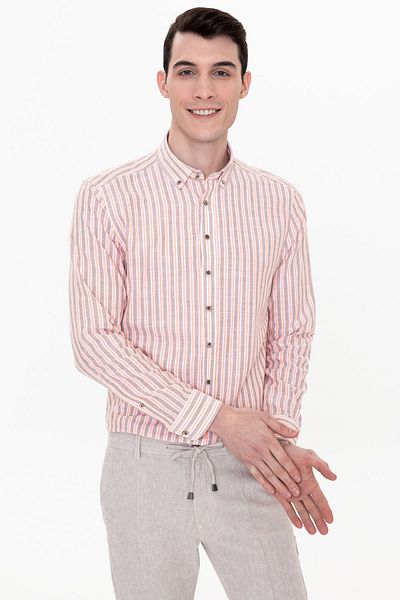 Pierre Cardin Ανδρικό πουκάμισο ανοιχτό καφέ G021Sz004.000. 1403636