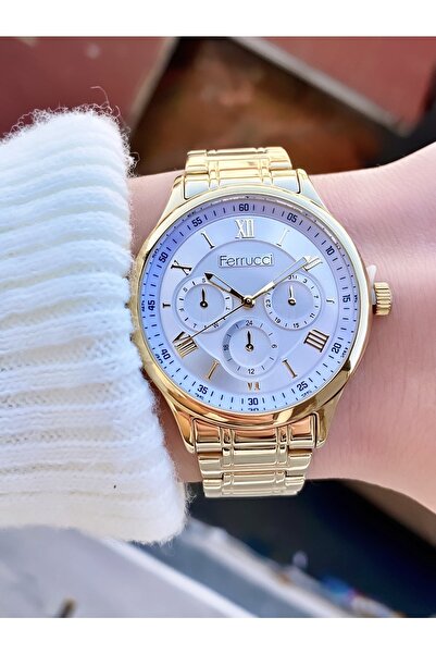 Ferrucci ساعة يد نسائية بسلك فولاذي مقاوم للماء