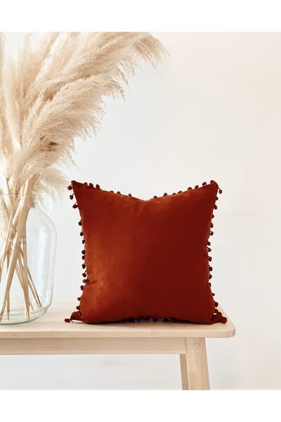 Hestia Home Μίνι Μαξιλαροθήκη με Πομπόν, Κάλυμμα Μαξιλαριού, Πλακάκι 50x30 εκ.