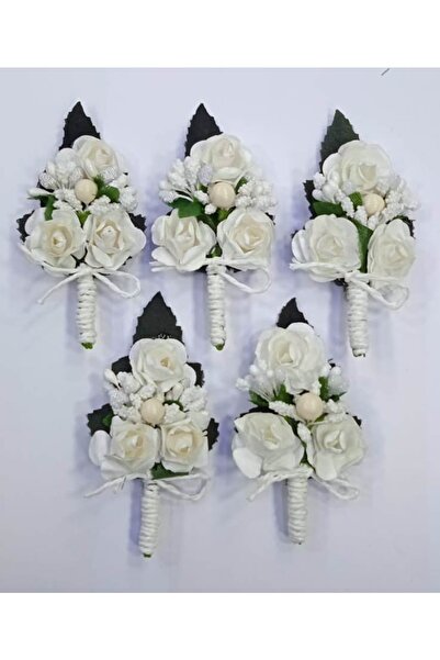 byYavuz Beyaz Yaka Çiçeği ( 5 Li Paket ) Damat Yaka Çiçeği-sağdıç Yaka Çiçeği...