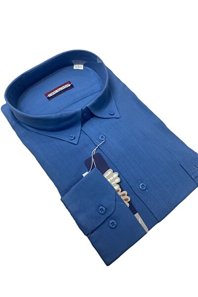 TWO HANDS Ανδρικό λινό πουκάμισο Plus Size