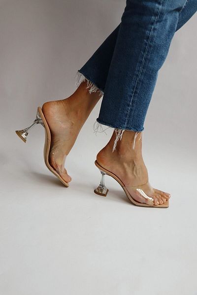 CHARLIE'SSHOES شبشب شفاف بكعب كأسي بحزام واحد