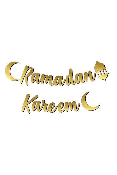 DÜVENCİ TİCARET Ramadan Kareem Written Calligraphy Banner Gold Color 200x20 cm Gold M51