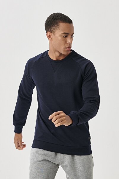 AC&Co / Altınyıldız Classics Pánská mikina v námořnické modré Standard Fit Regular Cut Crew Neck