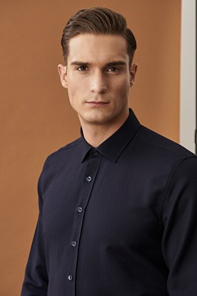 ALTINYILDIZ CLASSICS Cămașă Dobby bleumarin pentru bărbați, slim fit, cu croi...