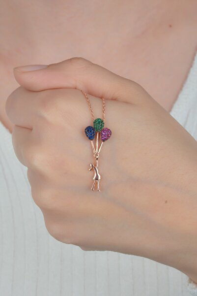 ESSARE 925 Ayar Balonlu Kız Kadın Gümüş Kolye