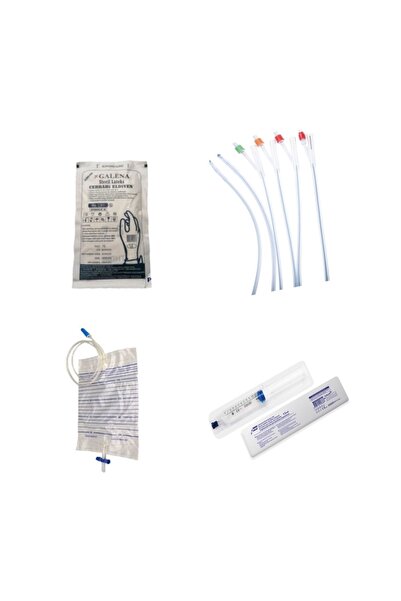 Galena Foley Silikon Idrar Sonda 2 Yollu No:16 +t Musluklu Idrar Torba+ Steril Latex Eldiven+ Katajel Set
