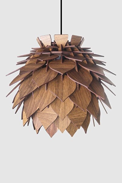 Design OTTO Lotus Dekoratif Avize Sarkıt Abajur Lambader Şapkası Ceviz