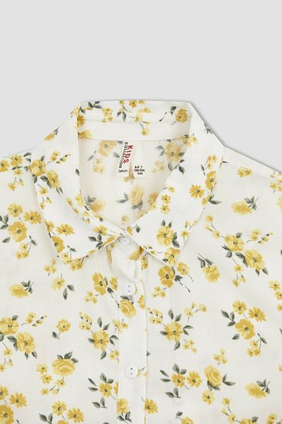 DeFacto Girl's Regular Fit Sleeveless Patterned Short Sleeve Shirt