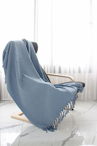 Lucy and Home Şal pentru canapea albastru petrol / husă TV / aruncare 130x170 cm (franjuri incluse)