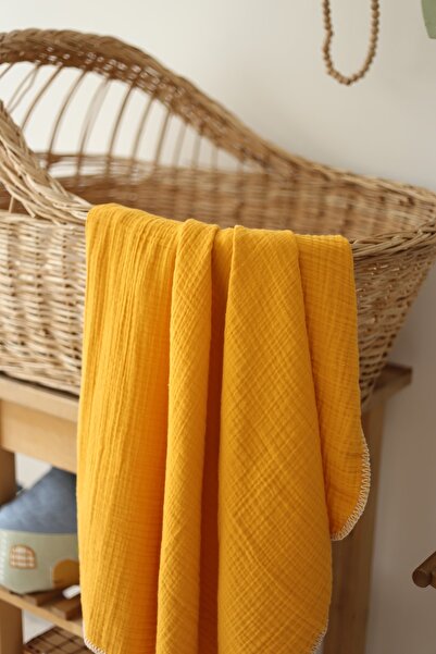 Mujo Baby&Kids بطانية أطفال موسلين 4 طبقات – 100% قطن عضوي – خردل