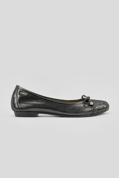 TUNAELLİ Women's Nickel Genuine Leather Size 35-41 Ballerinas