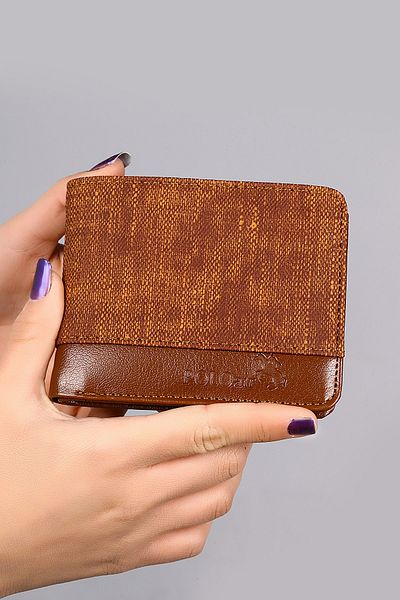 Polo Air Men's Denim Patterned Sports Wallet Brown