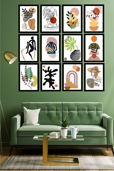 no77decor 12 Parça Modern Tarzda Karışık Tablo Seti