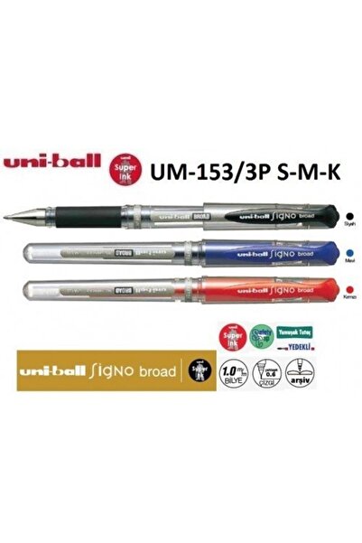 UNİ-BALL Uniball Signo Broad ( 1.0 ) Imza Kalemi Üçlü (SİYAH-MAVİ-KIRMIZI)