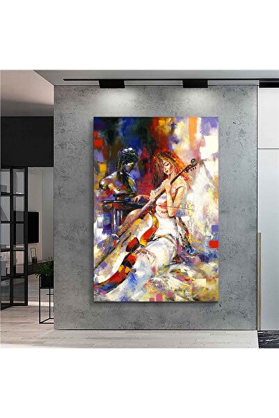 Sebenta Yağlı Boya Müzisyen Kadın Kanvas Tablo