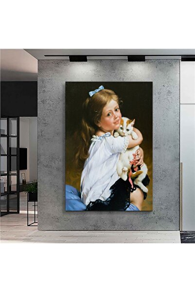Sebenta Küçük Kız Ve Kedi Kanvas Tablo