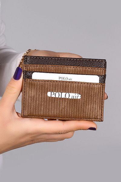 Polo Air Stripe Patterned Men's Card Holder Mink