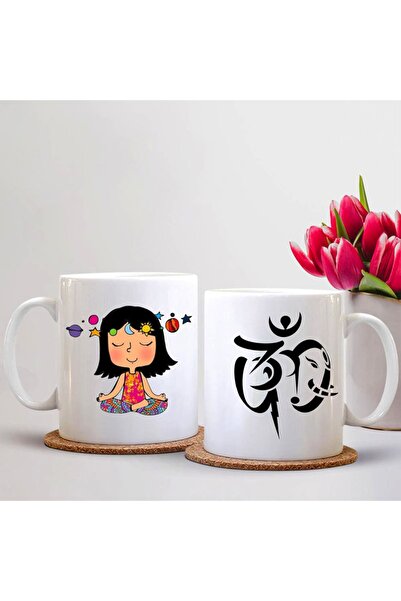 sıradışıhediyem كوب بتصميم يوجا للتأمل مطبوع عليه كوب