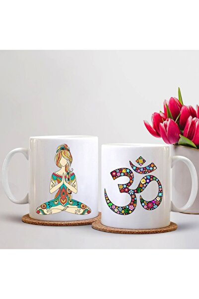 sıradışıhediyem كوب بتصميم يوجا للتأمل مطبوع عليه كوب