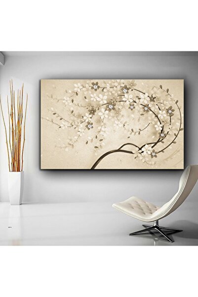 Sebenta Dekoratif Tasarım Inci Yapraklı Ağaç Kanvas Tablo