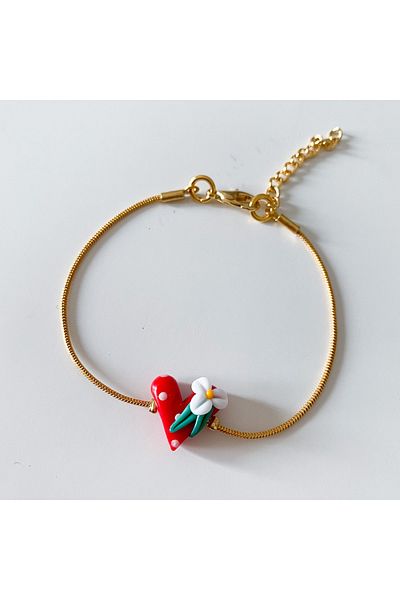 CHARMLUCKY Murano Daisy Heart Bracelet