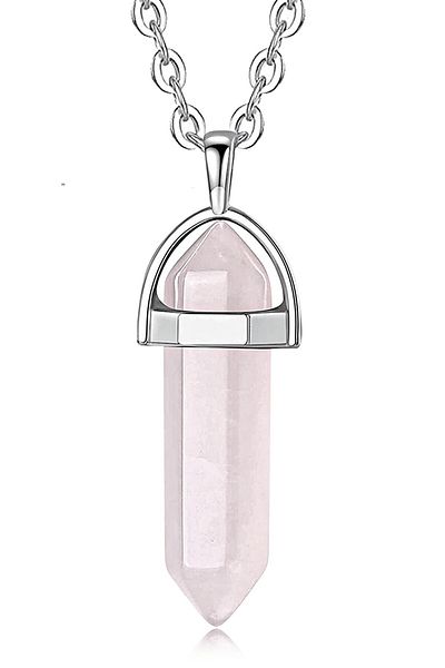 Armis Pink Quartz Natural Stone Pandula Necklace Natural Stone Including Chain