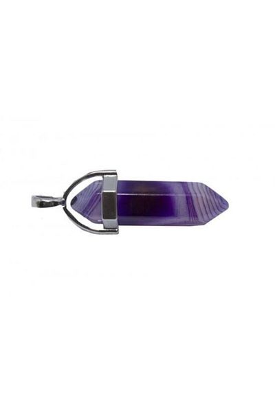 Armis Natural Stone Pandula Necklace - Purple Agate, Chain and Natural Stone Included
